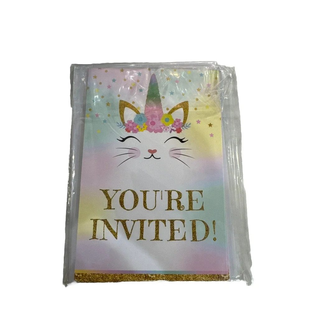 Cat Unicorn meowgical Birthday‎ invitations